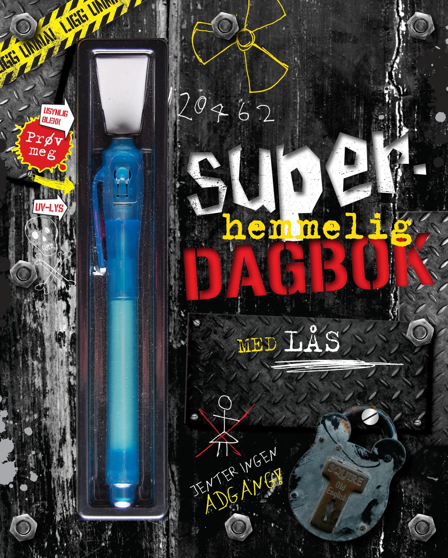 Superhemmelig dagbok med lås. Penn med usynlig blekk og UV-lykt!