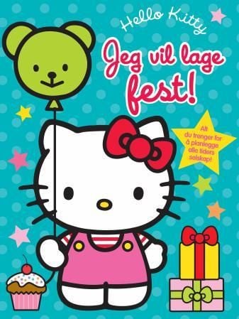 Hello Kitty. Jeg vil lage fest! 1 planleggingsbok. 1 scrapbok. 1 ark med klistermerker. 5 invitasjoner med konvolutter