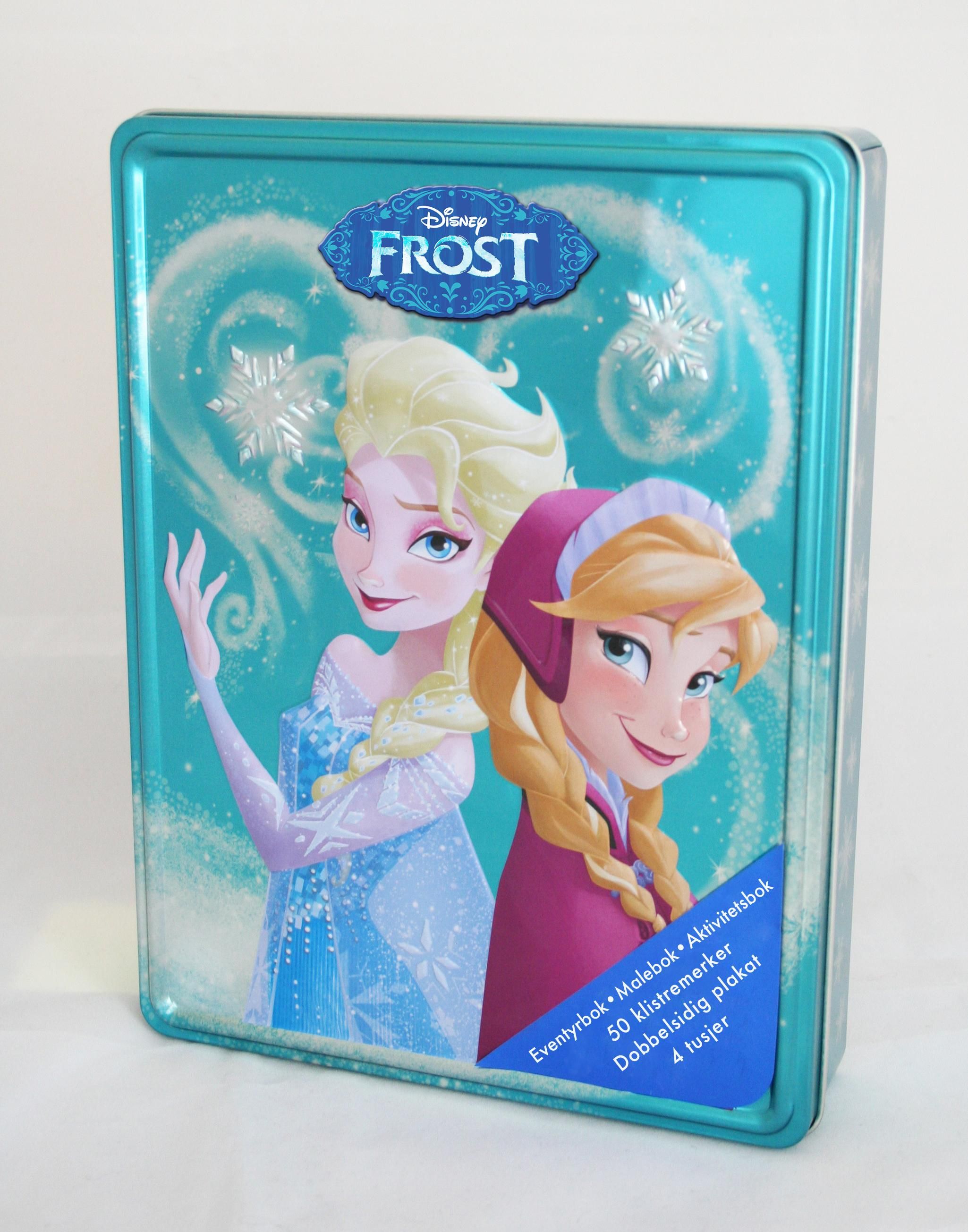 Frost. Disney tinnboks. 3 bøker, 4 tusjer, 1 plakat og 50 klistremerker