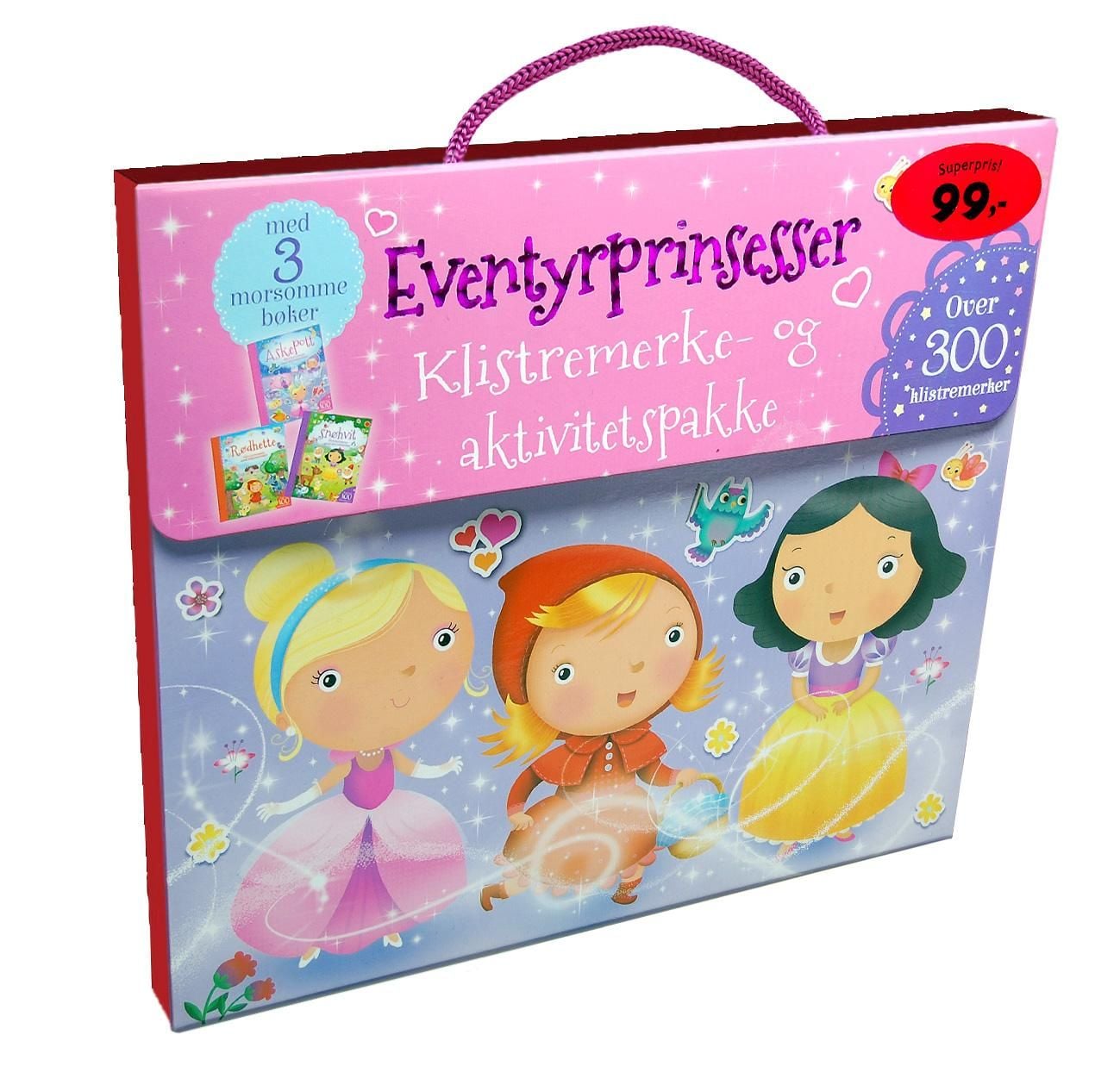 Eventyrprinsesser. Klistremerke- og aktivitetspakke. Med 3 bøker og mer enn 300 klistremerker og press-ut-figurer