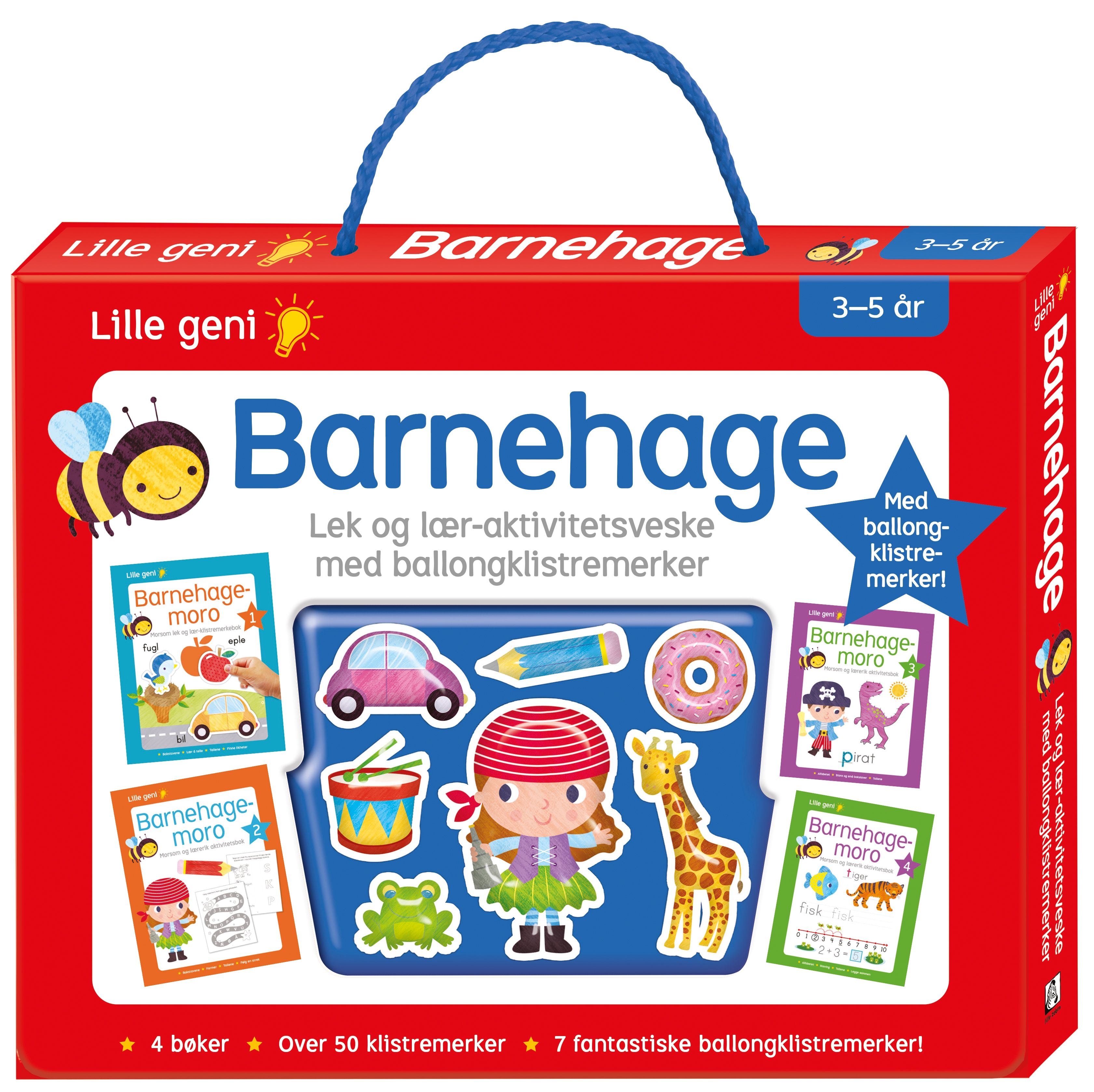 Barnehage. Lek og lær-aktivitetsveske med ballongklistremerker