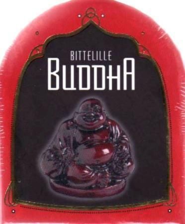 Bittelille Buddha. Inneholder: 1 bok. 1 Buddha med sokkel. 2 røkelsespinner. 1 røkelsesholder