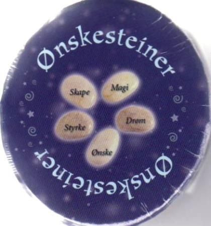 Ønskesteiner. Inneholder: 5 ønskesteiner. 1 fløyelspose. 1 sitatsamling