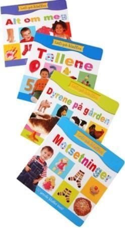 Løft-på-klaffen. Assortert pakke (5 x 4 titler). Motsetninger. Alt om meg. Dyrene på gården. Tallene.