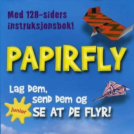 Papirfly. 1 modellfly klart til montering. 1 sammenbrettbar flygende tallerken. 6 glideflysjablonger. 1 bok.