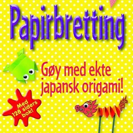 Papirbretting. Origamipapir. 4 ferdigbrettede kort. Saks og lim. 6 fargeblyanter. 1 bok