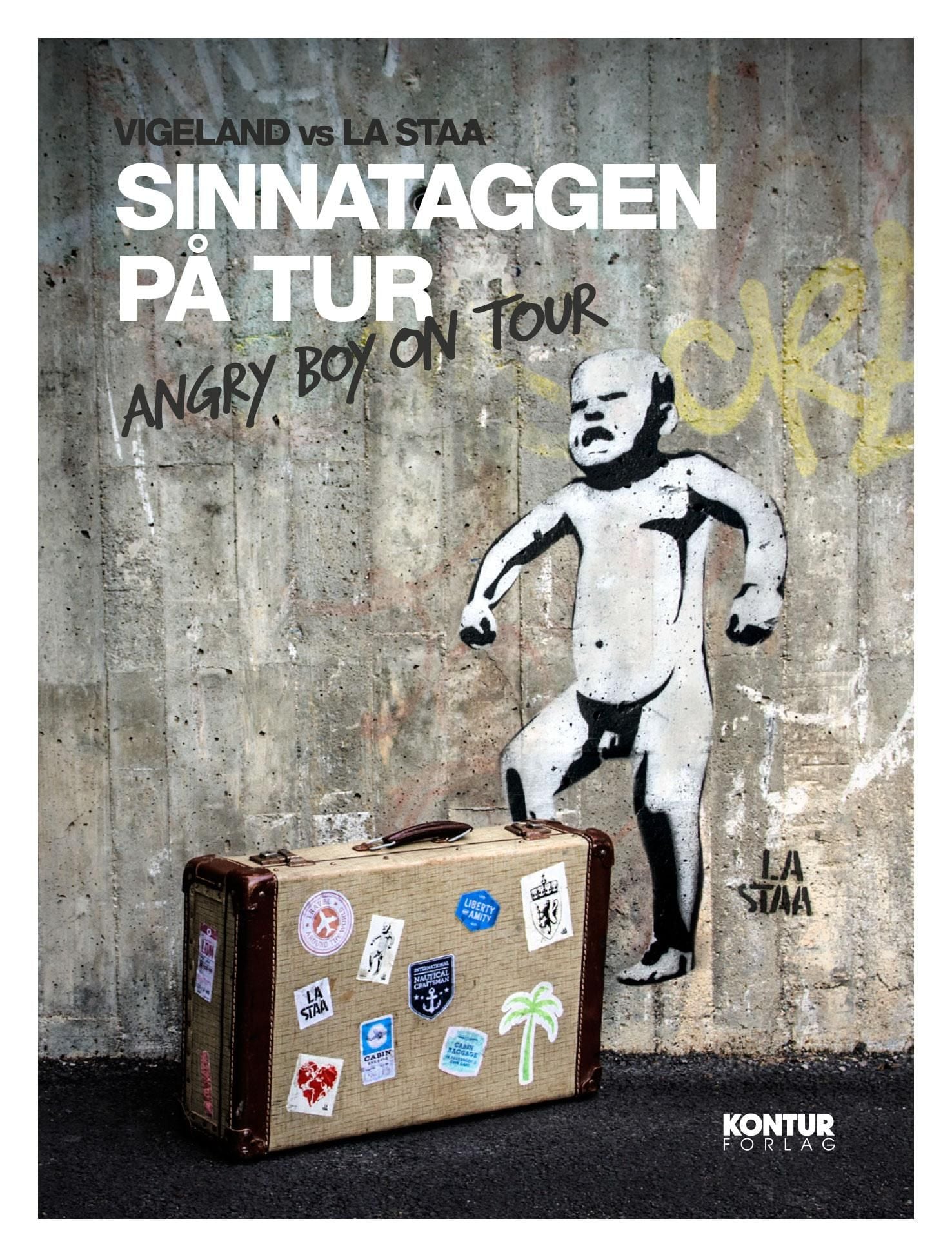Sinnataggen på tur. Angry boy on tour. 12 postkort