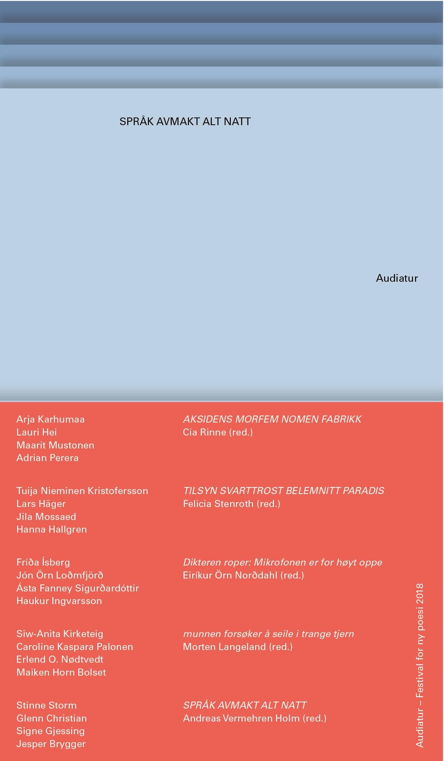 Audiatur - Festival for ny poesi, 2018