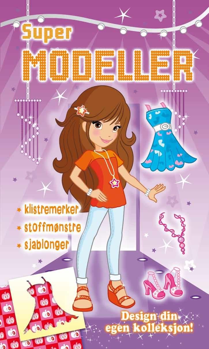 Supermodeller. Lilla. Klistremerker, stoffmønstre, sjablonger